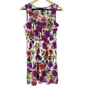 Maude Womens Floral Sleeveless Mini Sundress Size S Feminine Colorful Retro